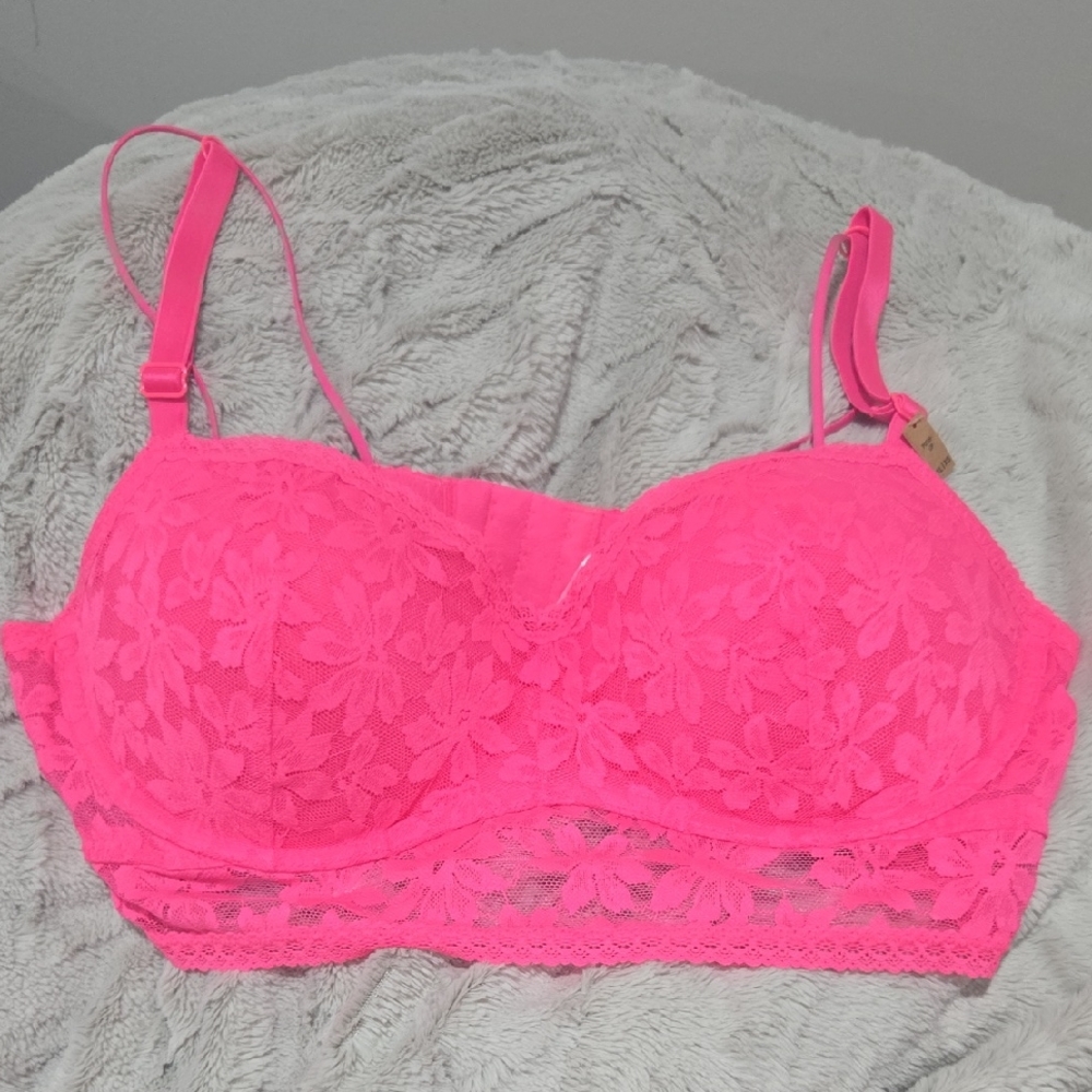 Pink Victoria Secret Lace Push Up Bralette